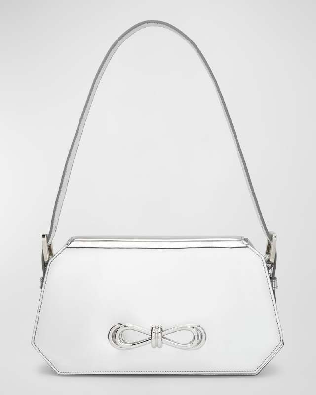 Bow Metallic Leather Shoulder Bag